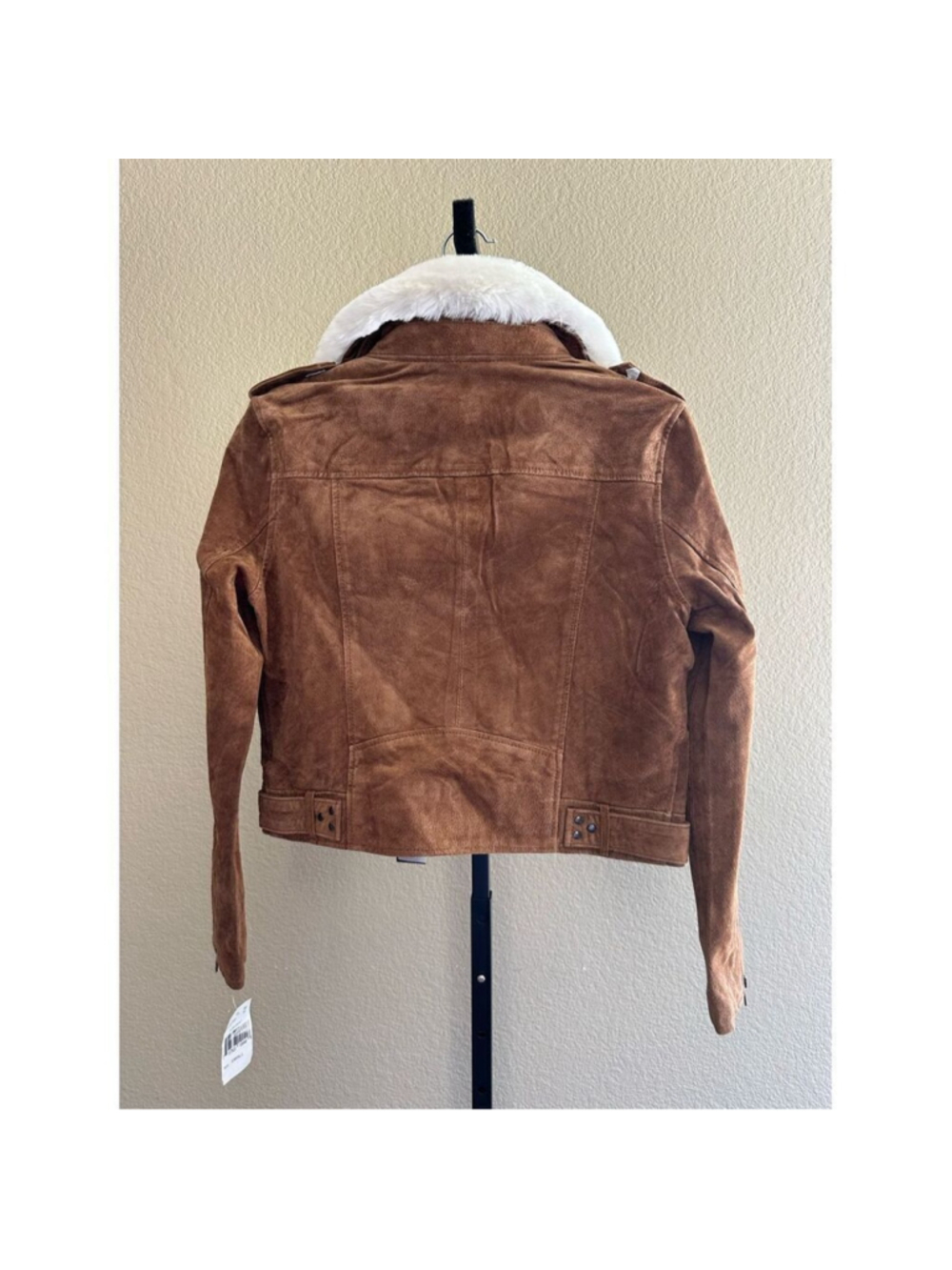 Blank NYC Alder Suede Faux Fur-Collar Moto Jacket Size S - Picture 3 of 5